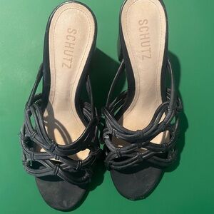 SCHUTZ Black Strappy Mules